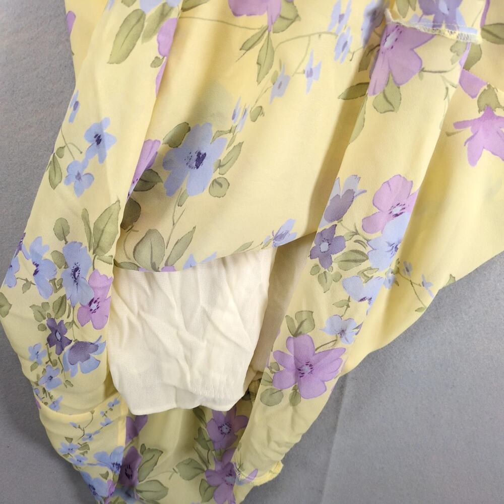 Vtg 90s Y2K California Concepts Yellow Floral Sleeveless Maxi Dress Sz 11 Spring - Picture 9 of 10